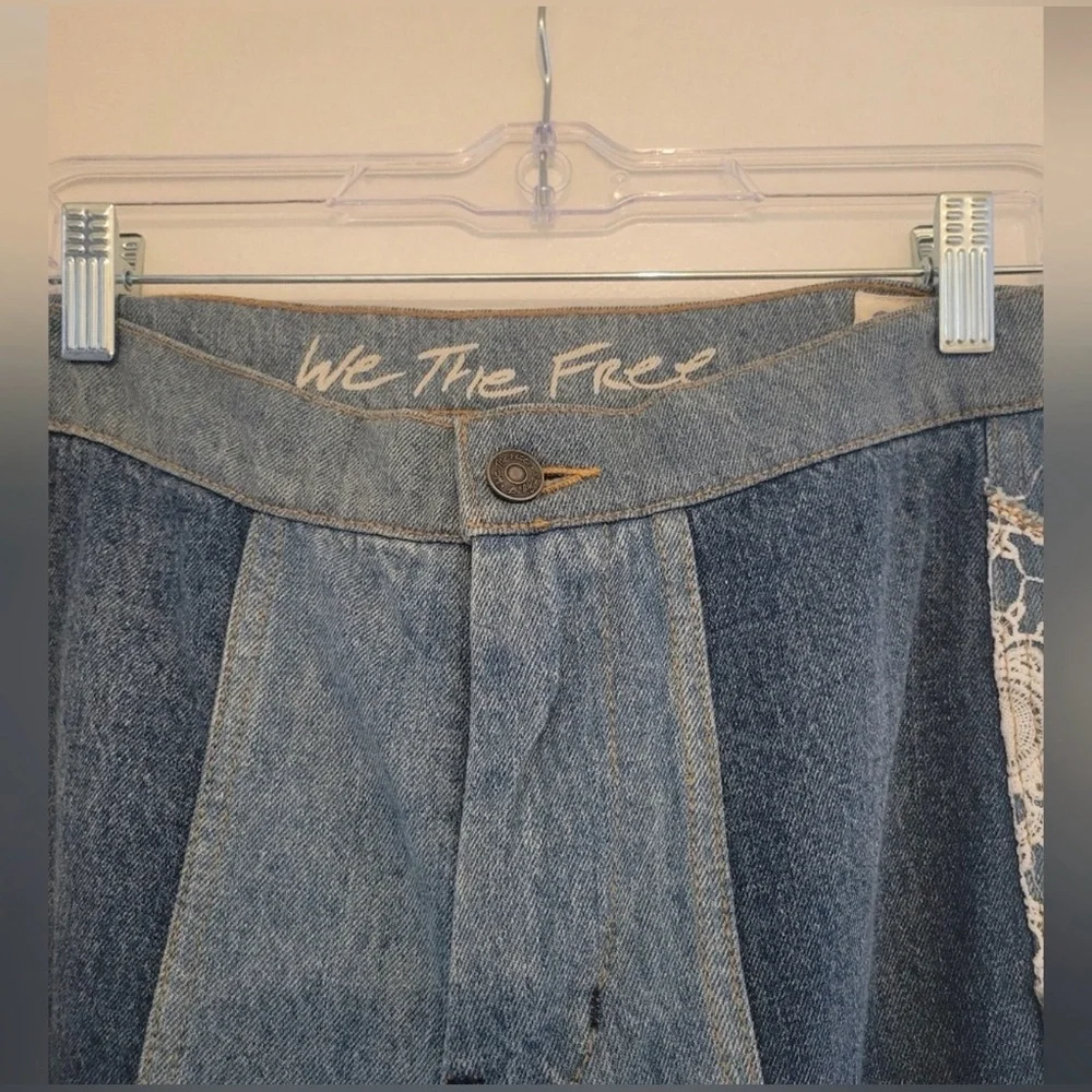 NWOT Free People My Element Patchwork Wide Leg Jeans